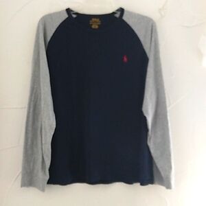 Polo Ralph Lauren Long Sleeve Knit Shirt Men's Size‎ XL Blue & Gray Custo…